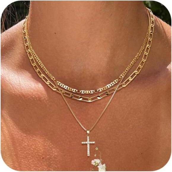 Jewelry - Elegant Gold & Silver Plated 3-Layered Necklaces - Perfect for Layering Style